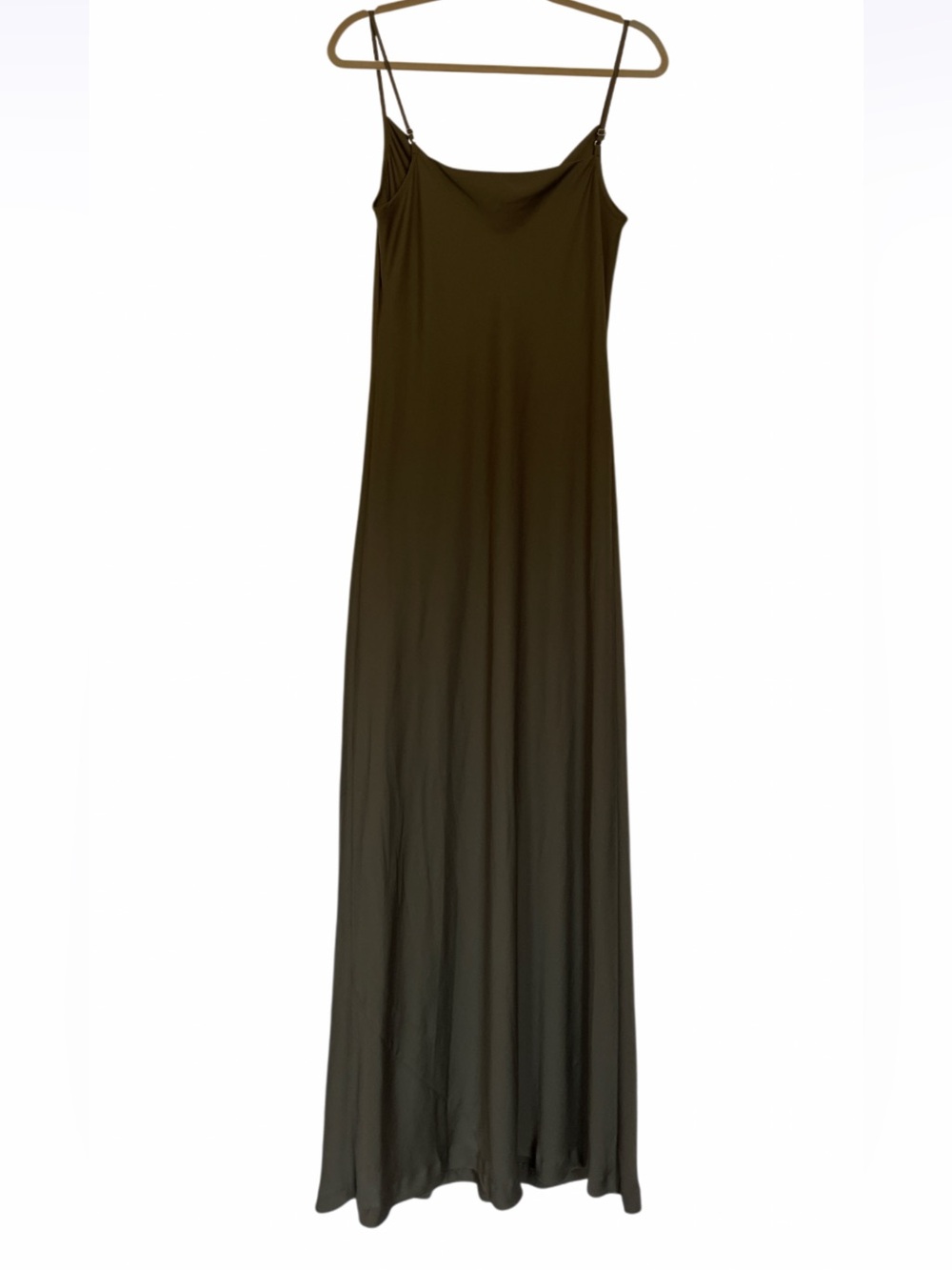 Banana Republic Olive Green Maxi Slip Dress Size 8 - Picture 2 of 5